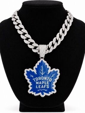 NHL Toronto Maple Leafs Blue and Silver Crystal Pendant Necklace